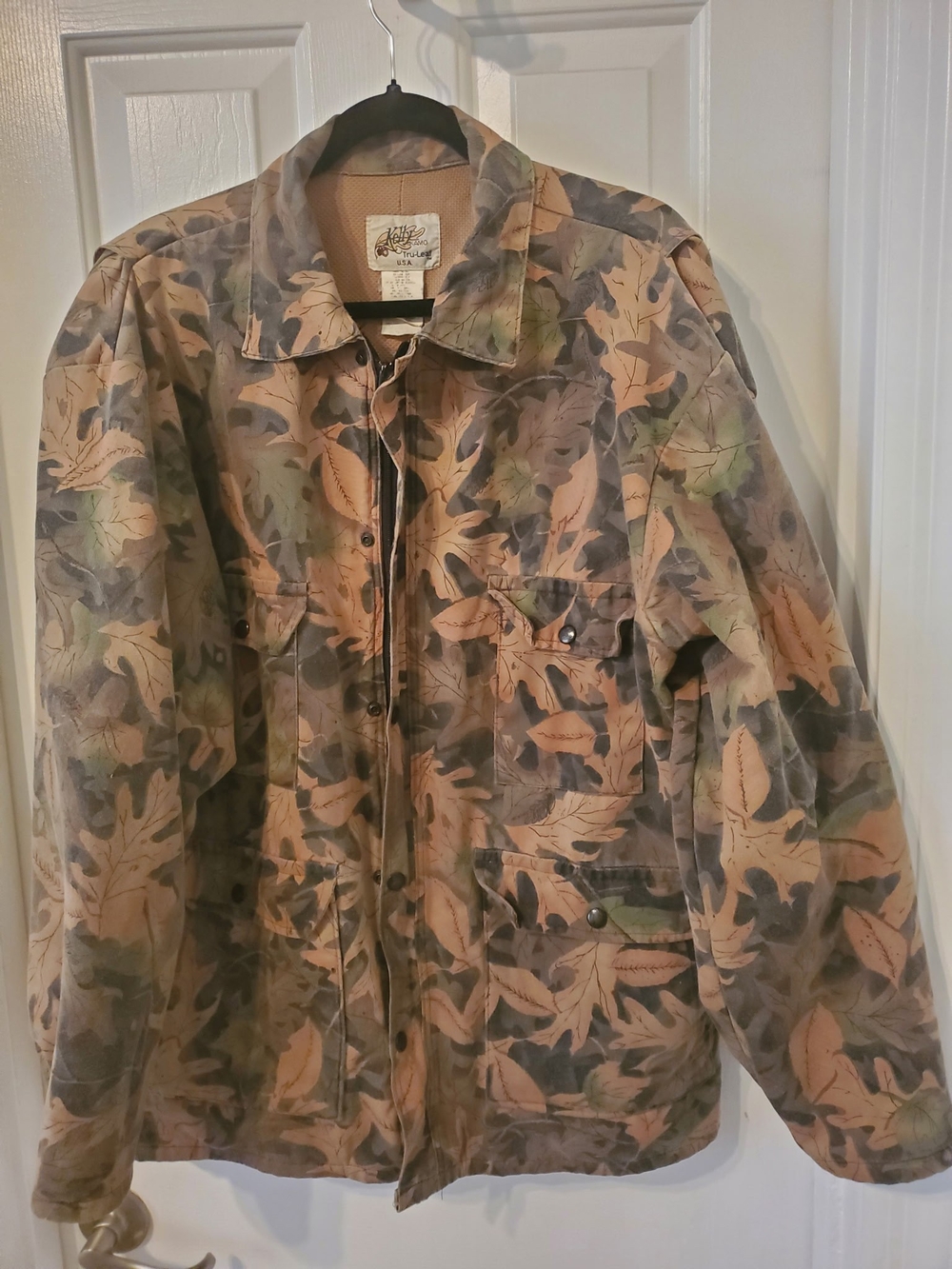 Vintage! Kelly Cooper Men's Leaf-Print Field Jacket in Brown & Green. Great Con.